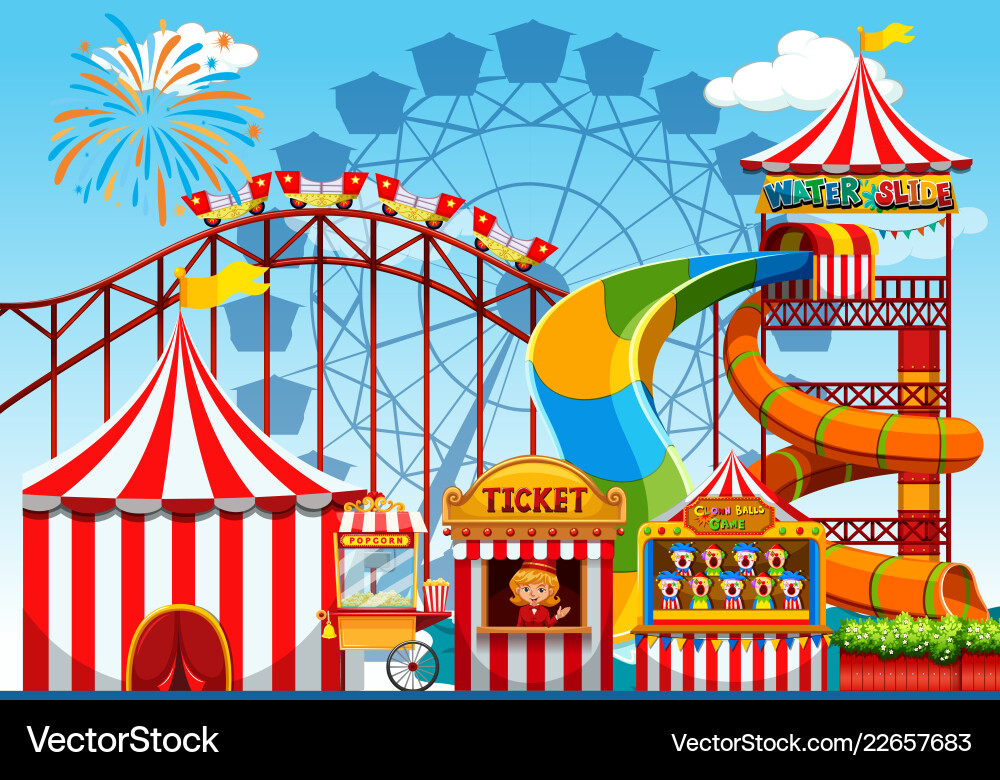 Fun amusement park template Royalty Free Vector Image