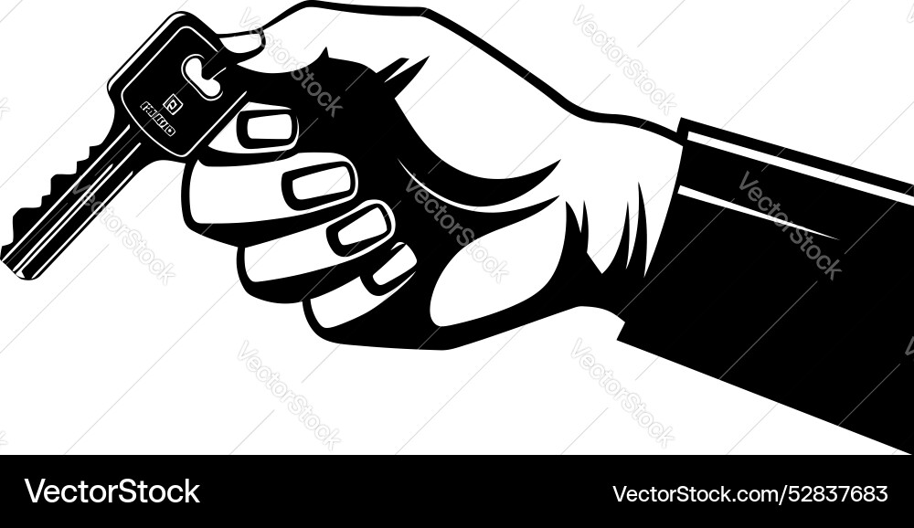 Handheld solution key in hand icon secure hold Vector Image