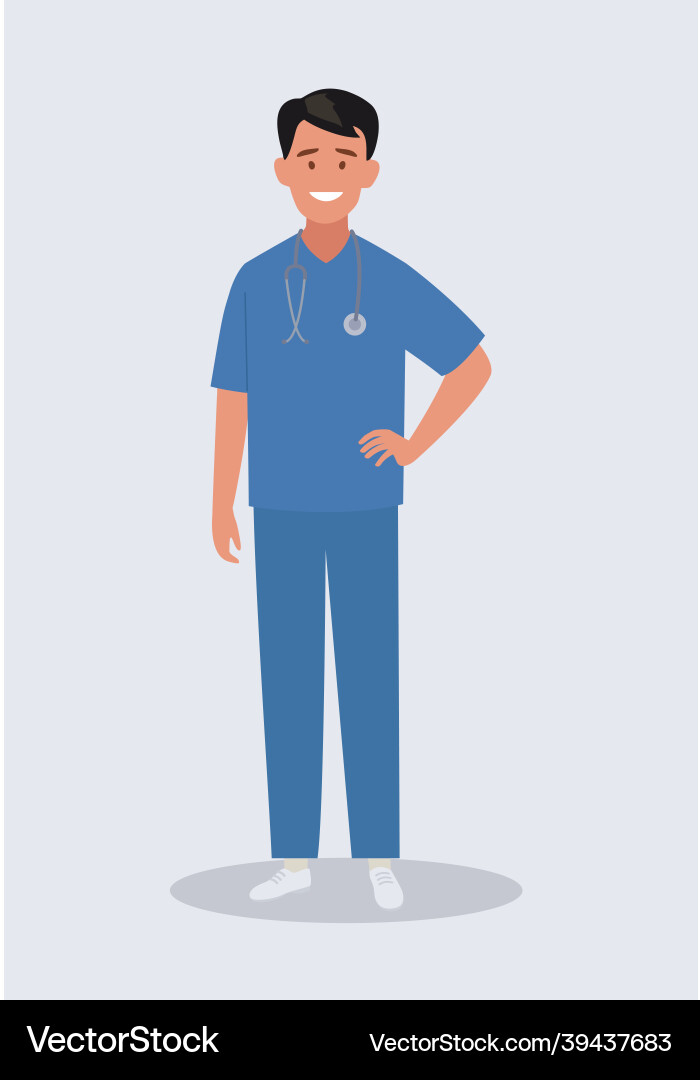 Male Doctor in Uniform with Stethoscope Vector Image