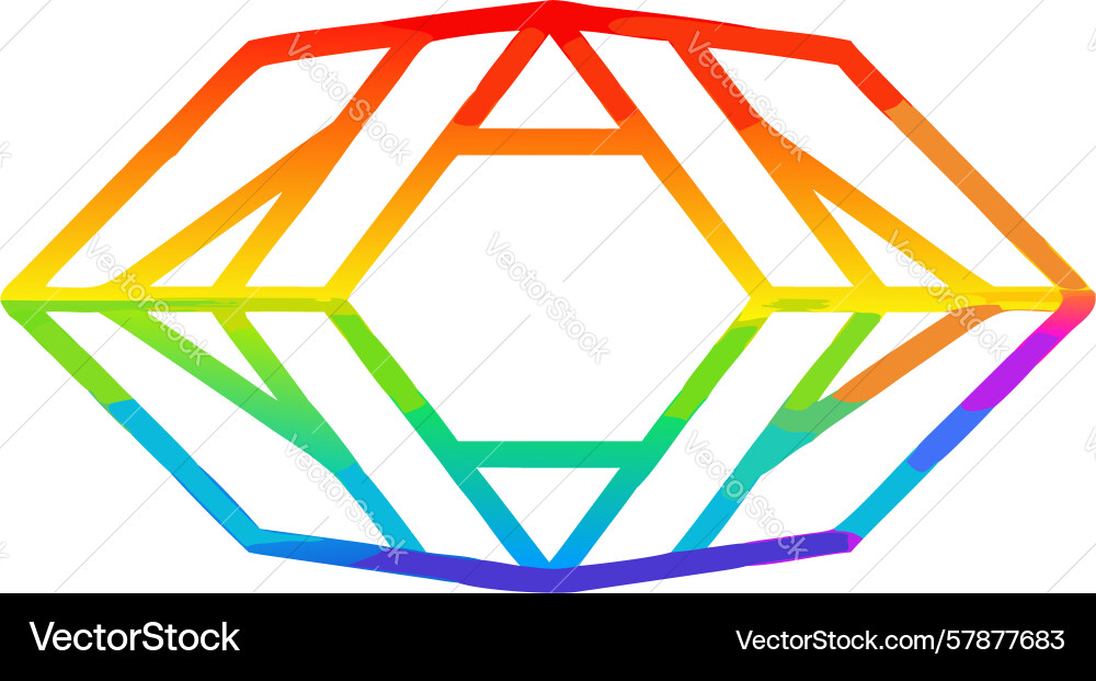 Rainbow hexagonal gemstone icon abstract Vector Image