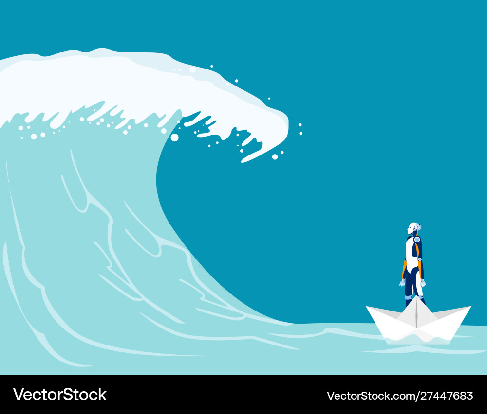 Robot Navigating Obstacles - Business Challenge vector image