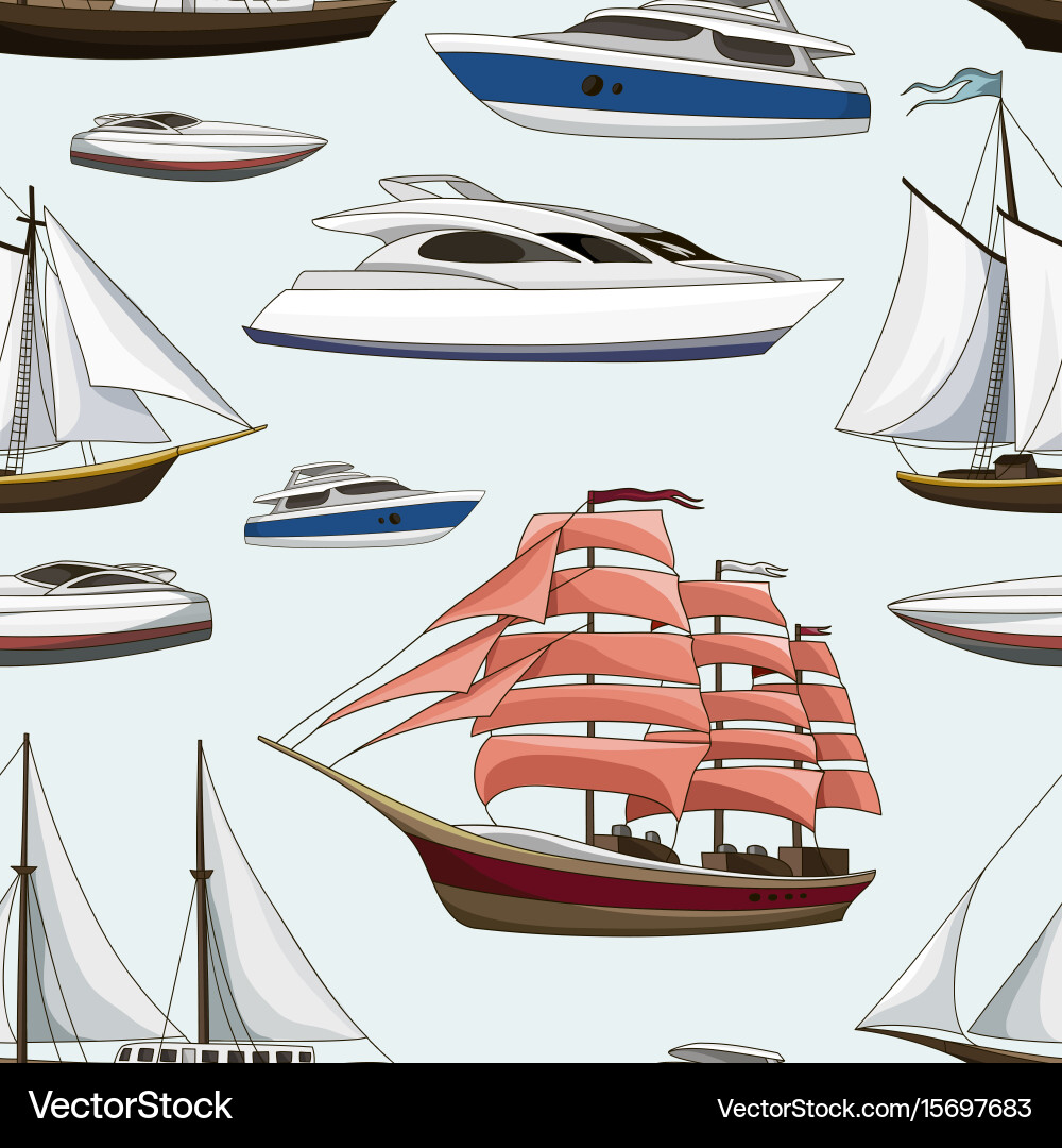 Ships and yachts pattern vector image
