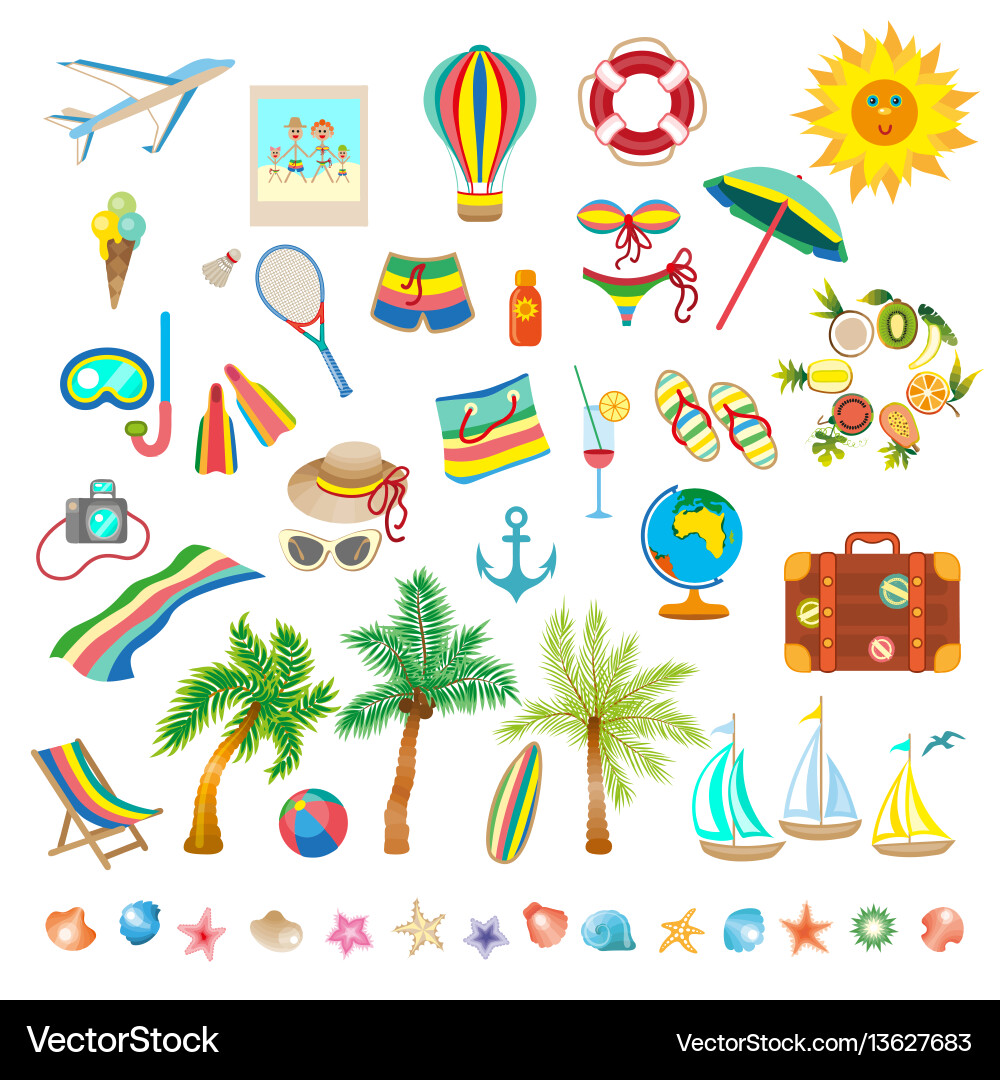 Summer Beach Icons Collection Vector Image