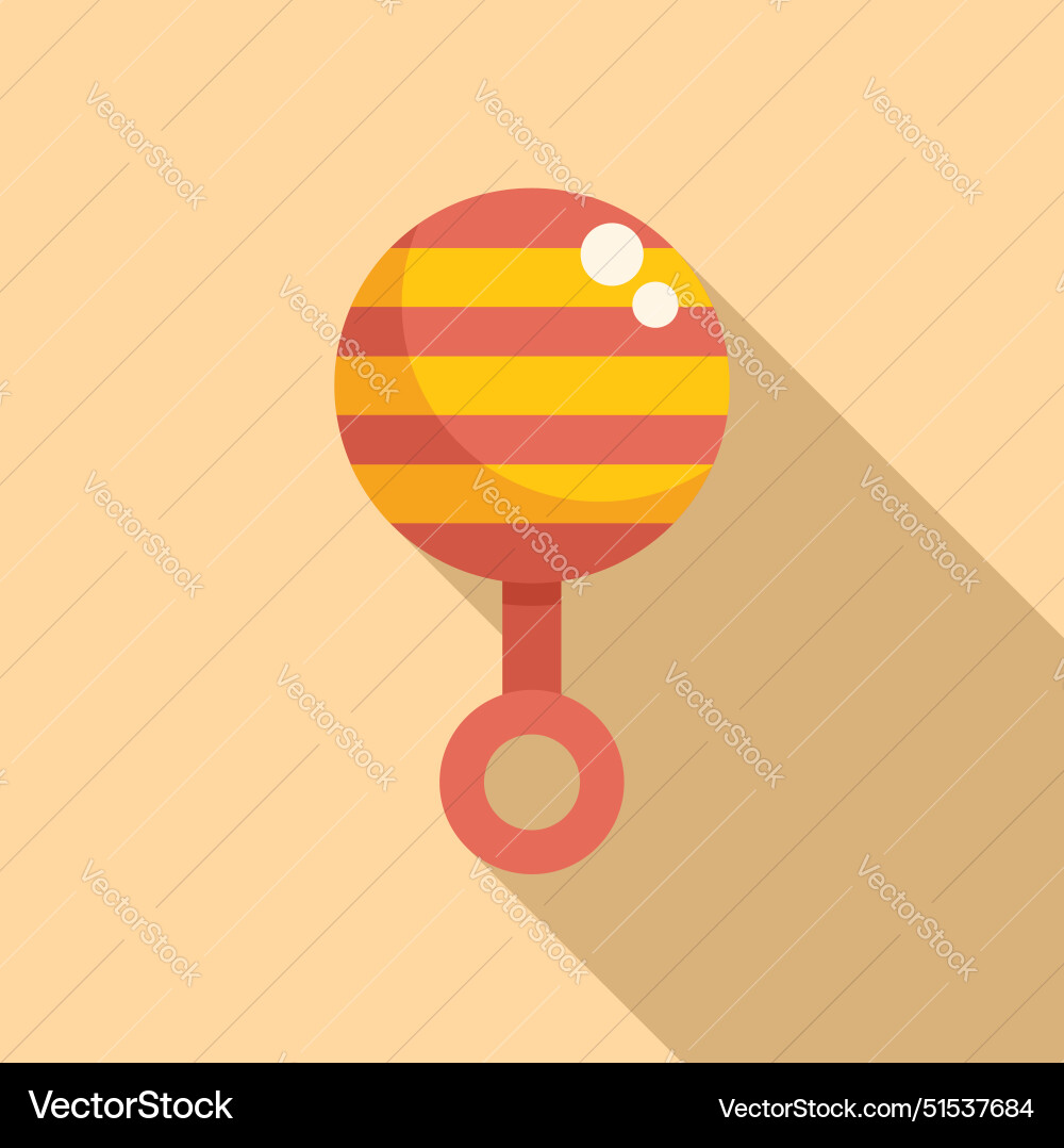 Brightly colored rattle icon on pastel background Vector Image