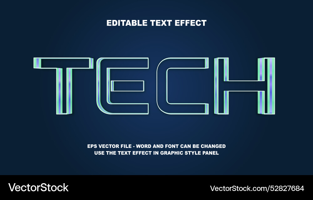 Editable text effect tech 3d template Vector Image