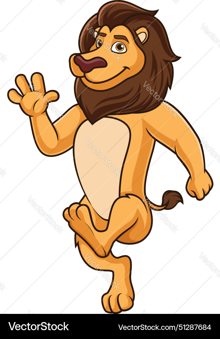 Happy lion skipping Vector Image