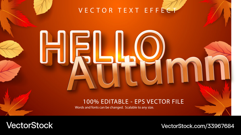 Hello autumn text style editable Vector Image