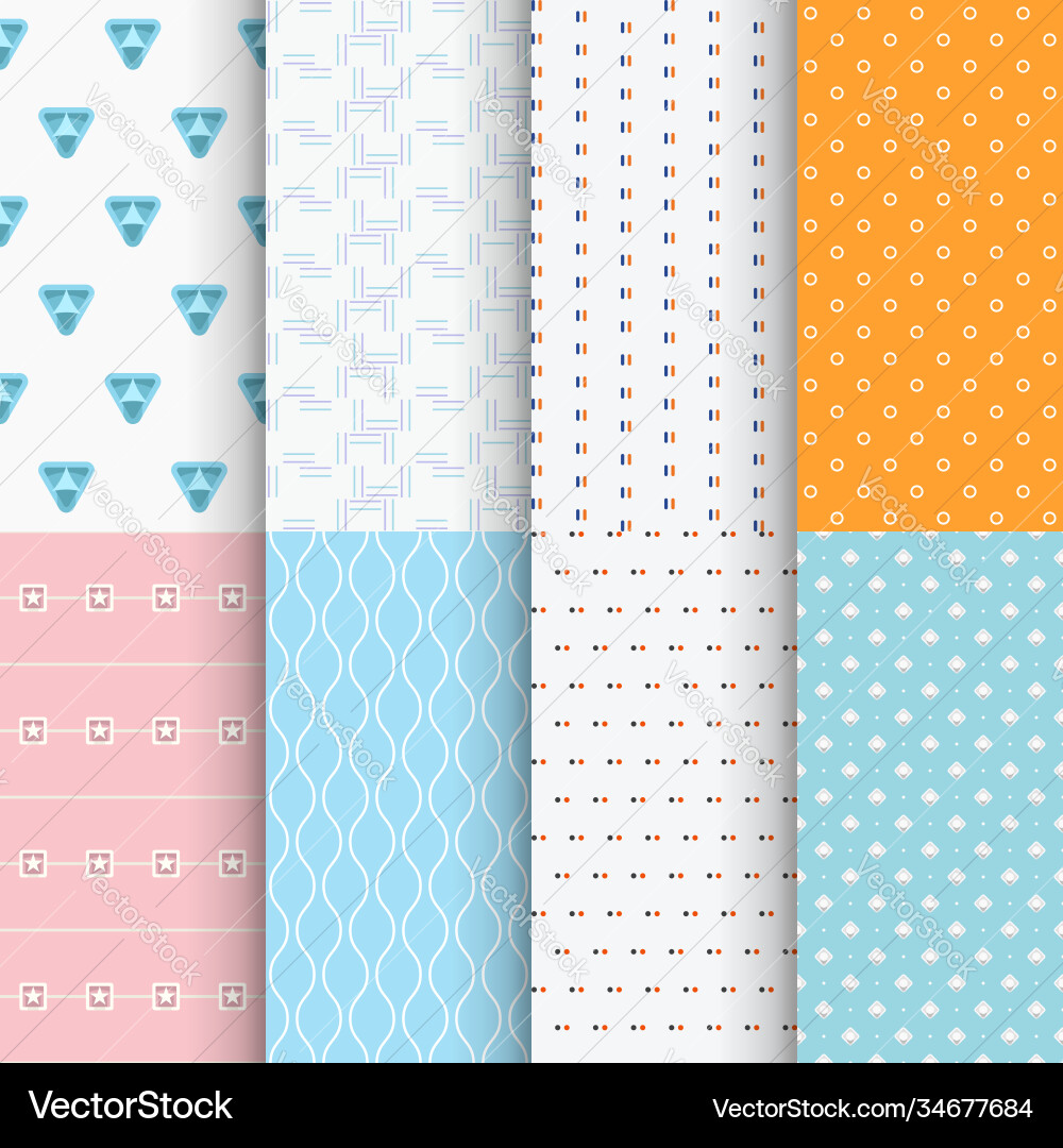 Image colorful modern seamless patterns in set Image colorful modern seamless patterns in set vector image