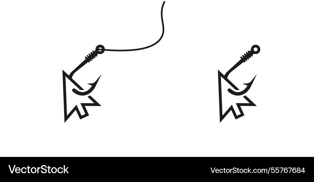 Mouse pointer and fishing hook combining Vector Image