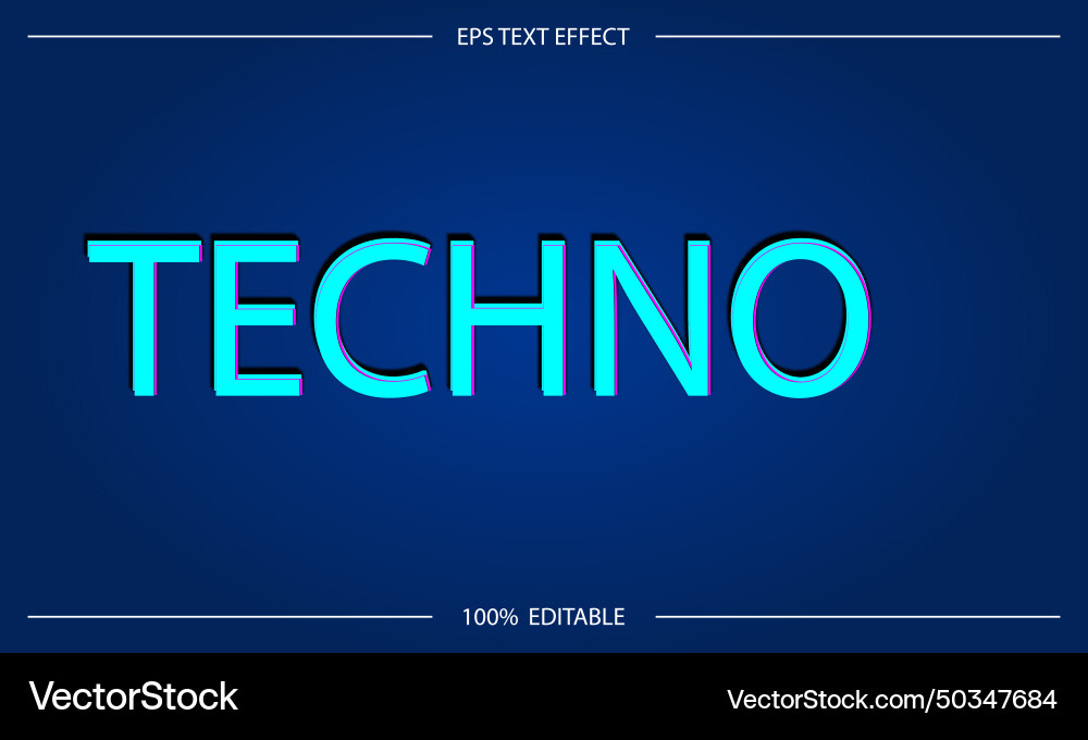 Techno text effect vector image