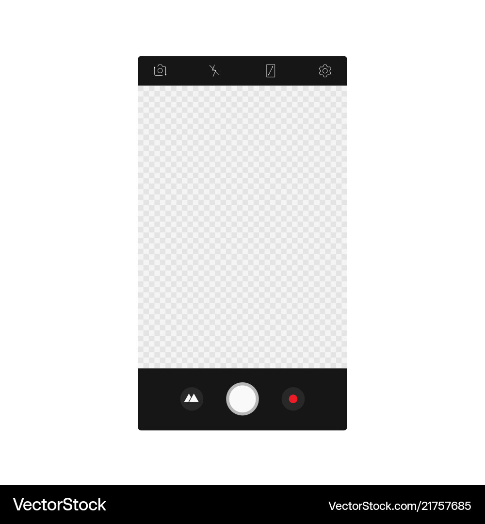 Camera app screen interface mockup photo Vector Image