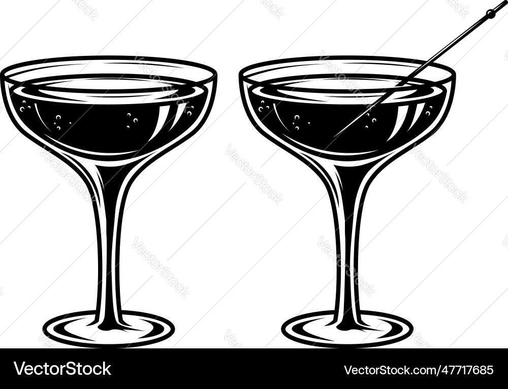 Cocktail in vintage monochrome style design Cocktail in vintage monochrome style design vector image