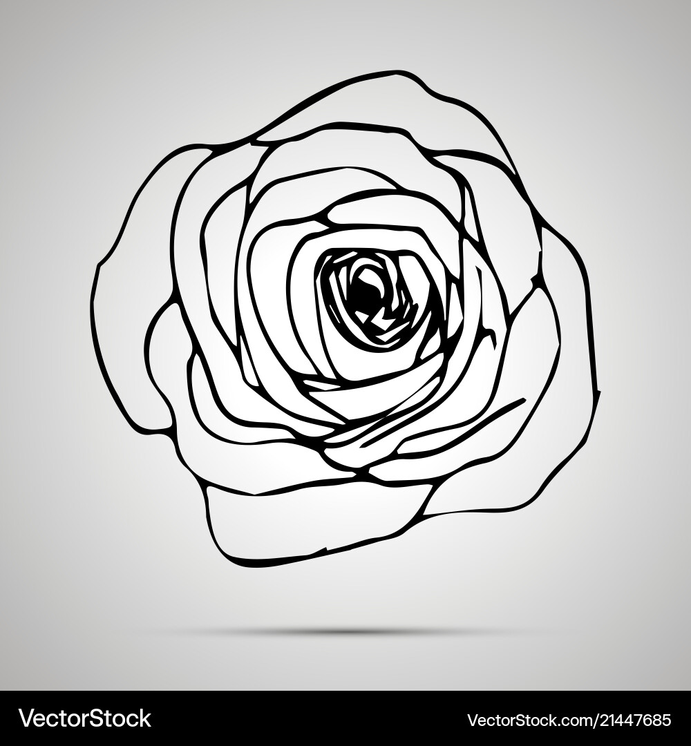 Detailed outline rose simple black icon vector image