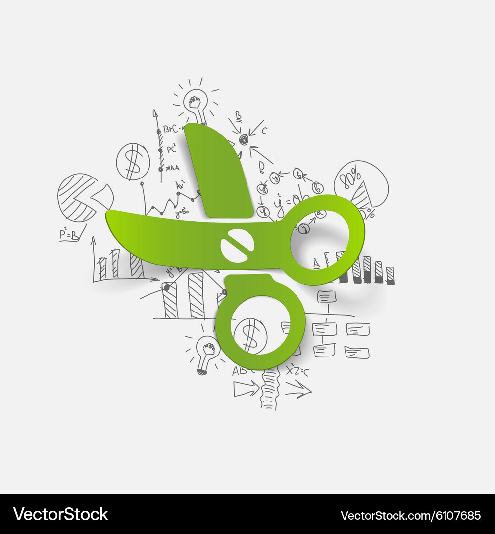 Drawing business formulas scissors Vector Image