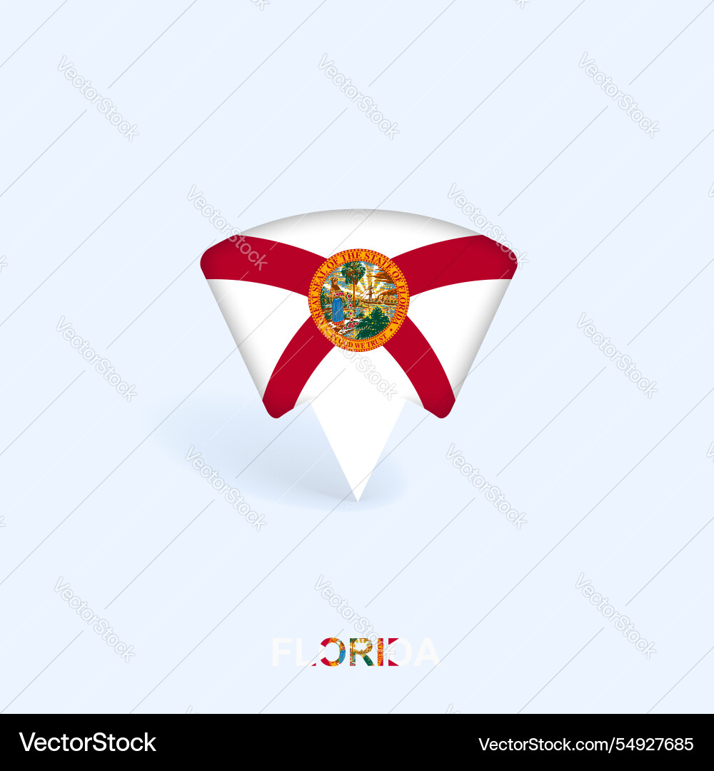 Florida flag map pointer design with shadow Florida flag map pointer design with shadow Vector Image