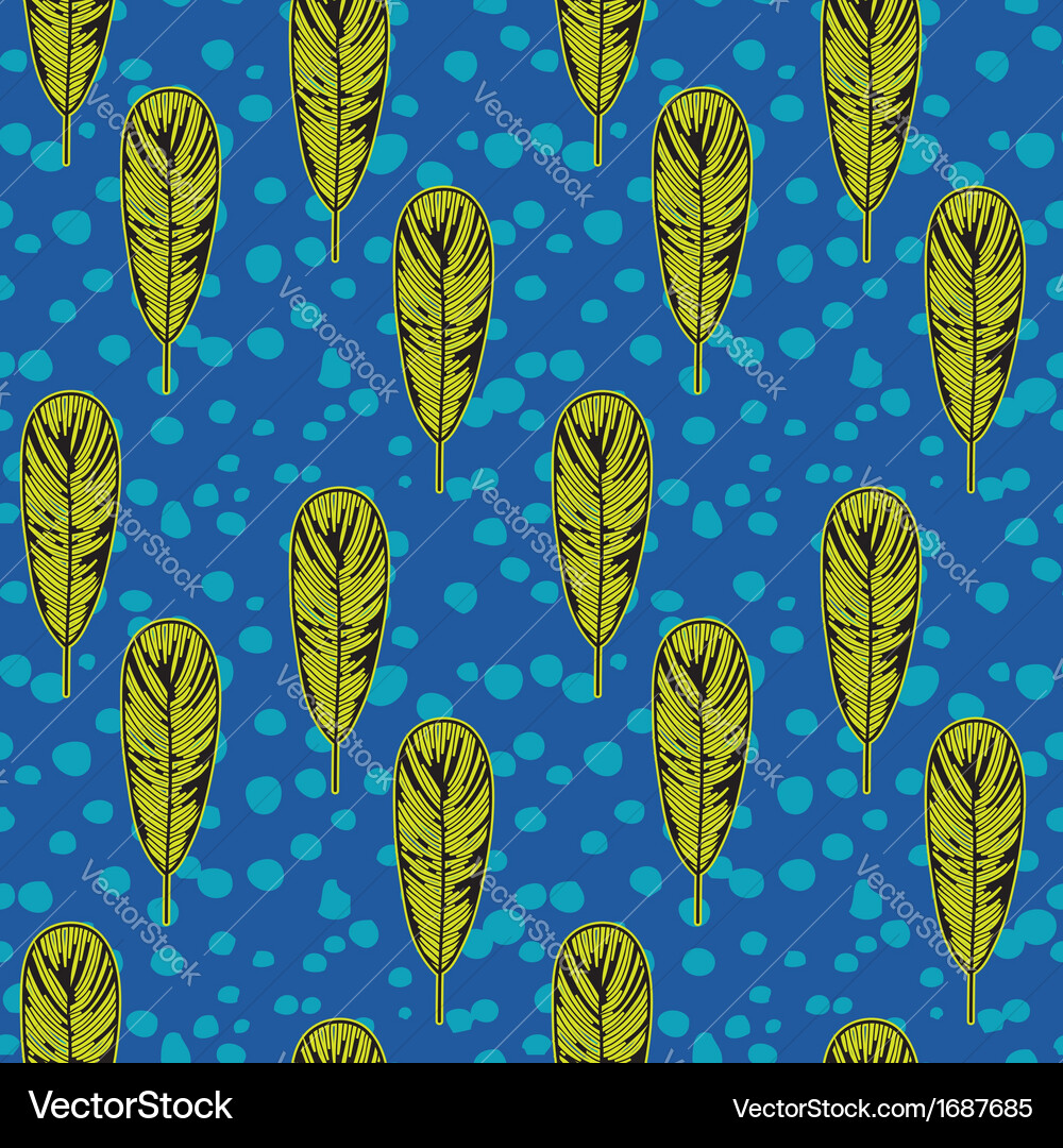 Pop art fifties pattern with feathers Vector Image