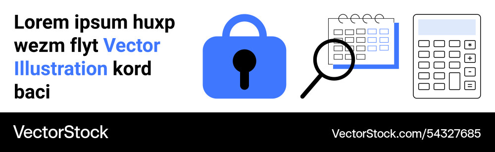 Secure data management with calendar magnifying Secure data management with calendar magnifying vector image
