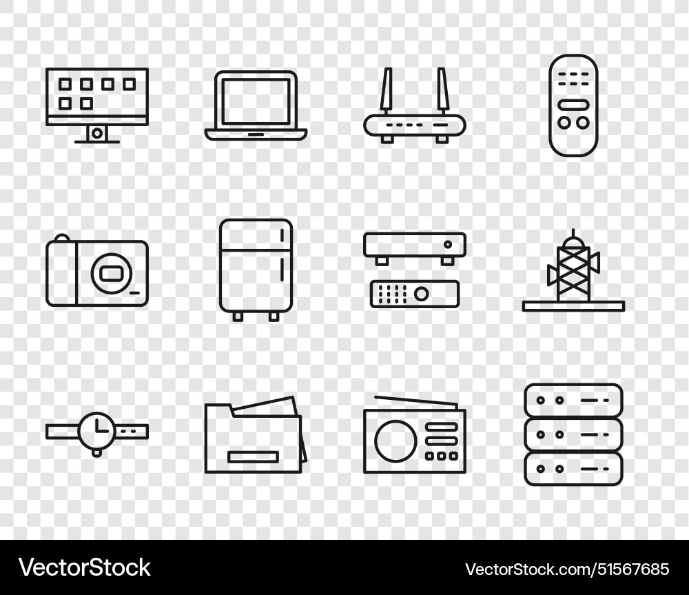 Set line wrist watch server data web hosting Set line wrist watch server data web hosting vector image