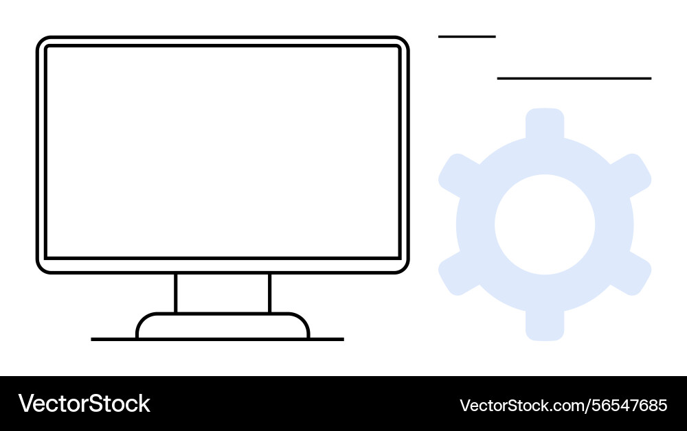 Technology setup display with gear representing Technology setup display with gear representing vector image