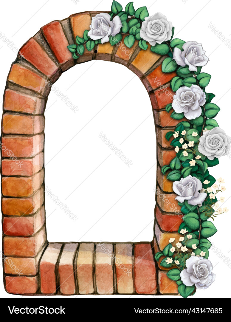 Watercolor brick arch european style Watercolor brick arch european style vector image