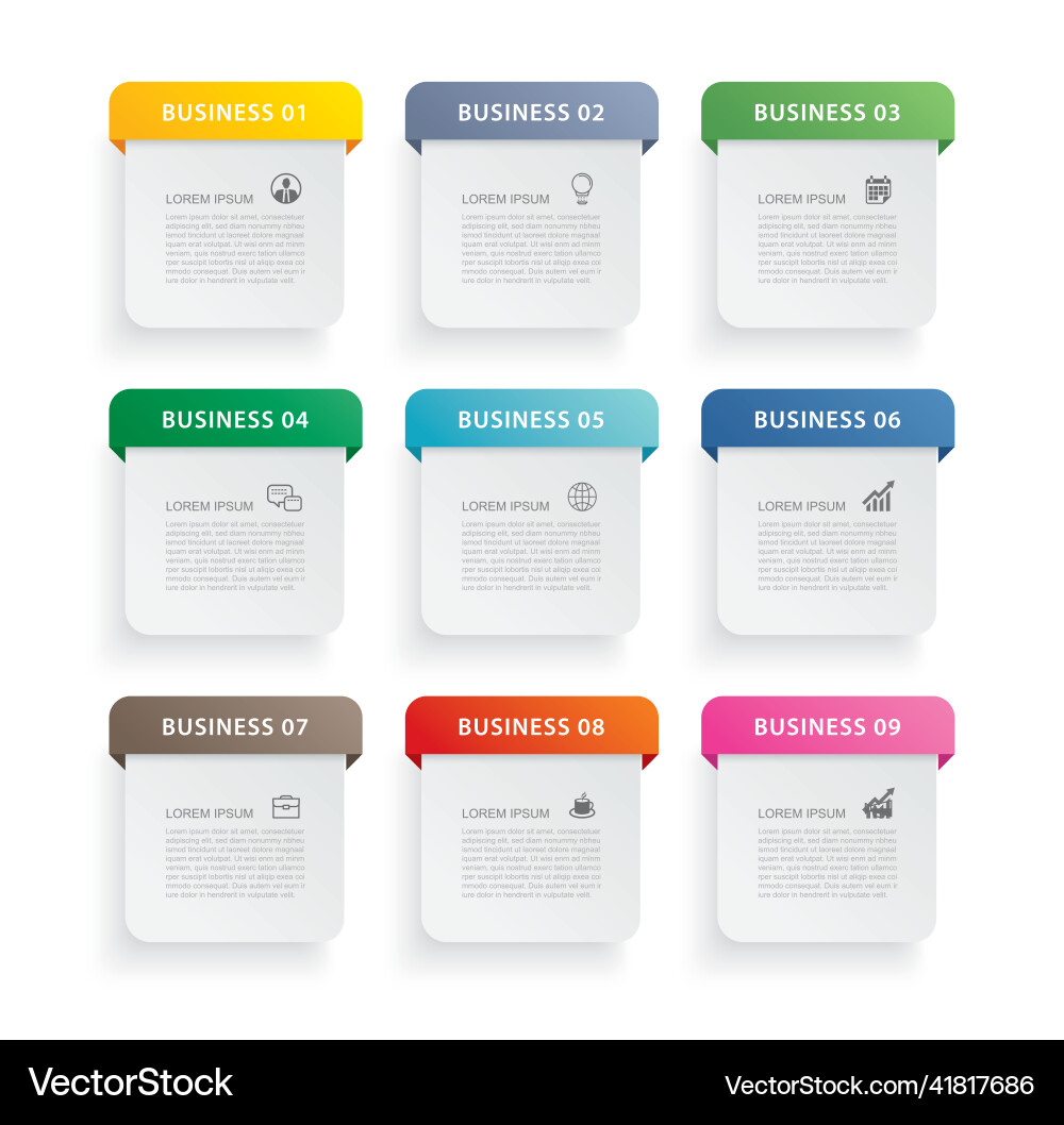 9 data infographics tab paper index template 9 data infographics tab paper index template vector image