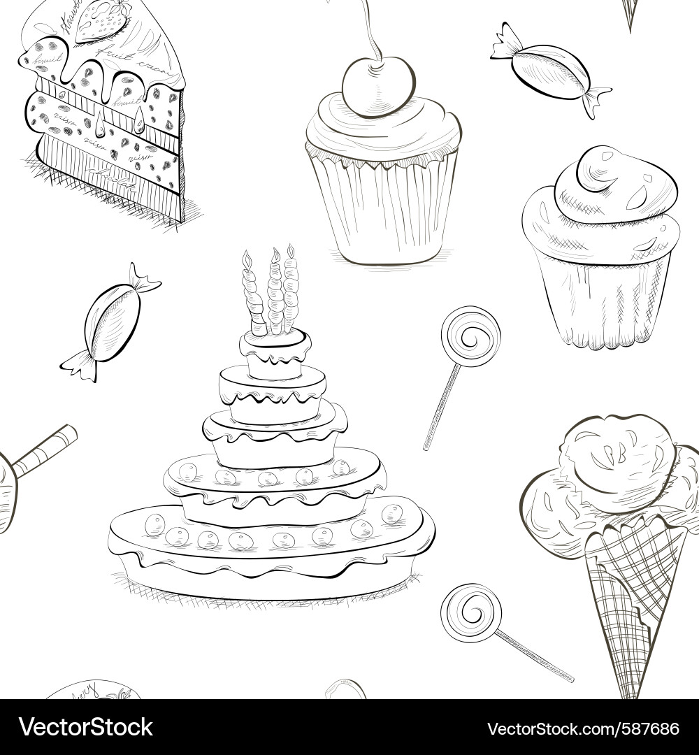 Candy Sketch Pattern Vector Image