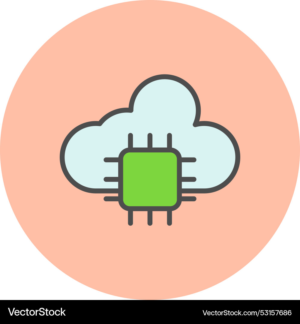 Cloud computing line filled circle icon vector image