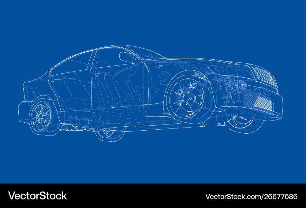 Concept car rendering 3d Vector Image