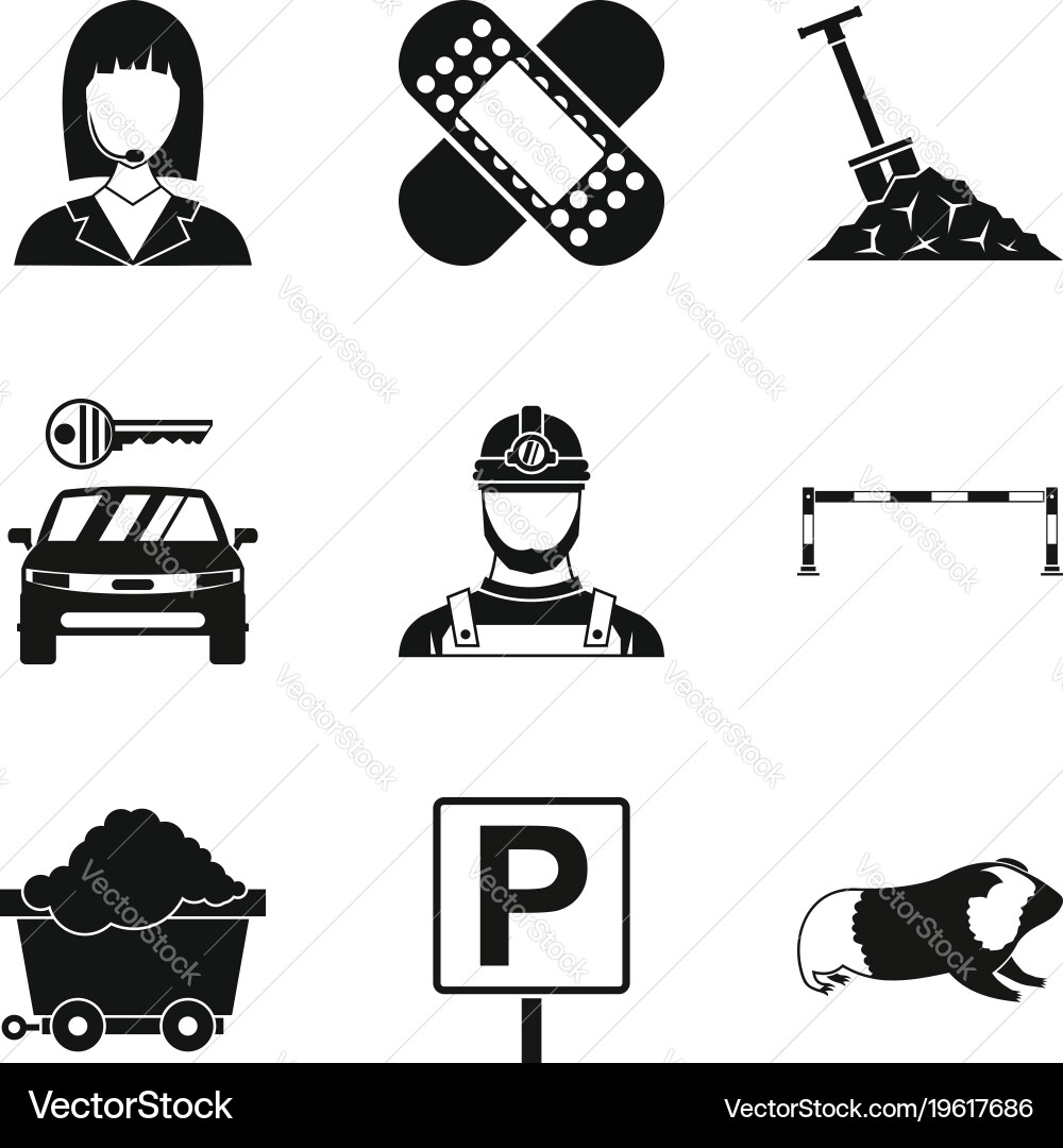 Difficult work icons set simple style Vector Image