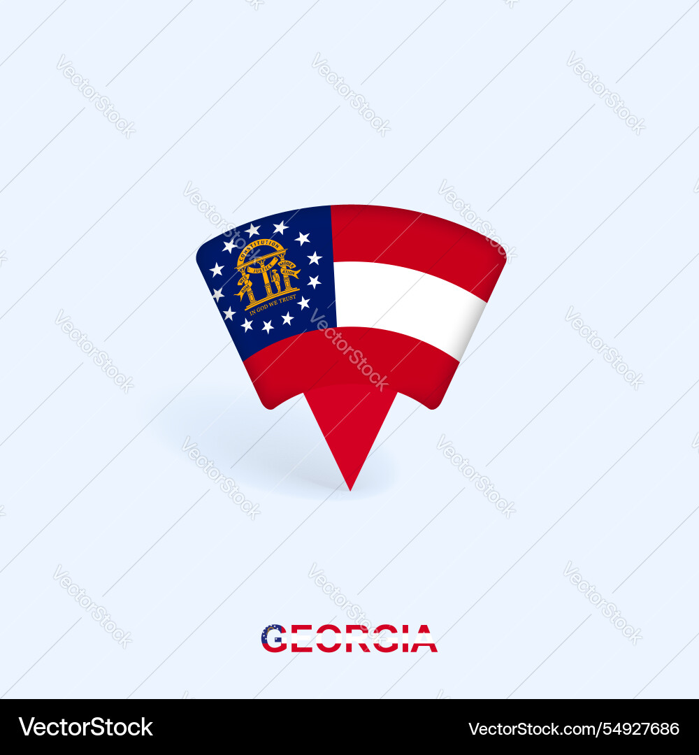 Georgia flag map pointer design with shadow Vector Image