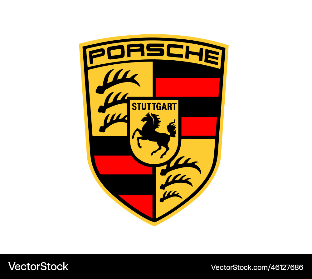 Porsche brand logo car symbol design german auto Vector Image