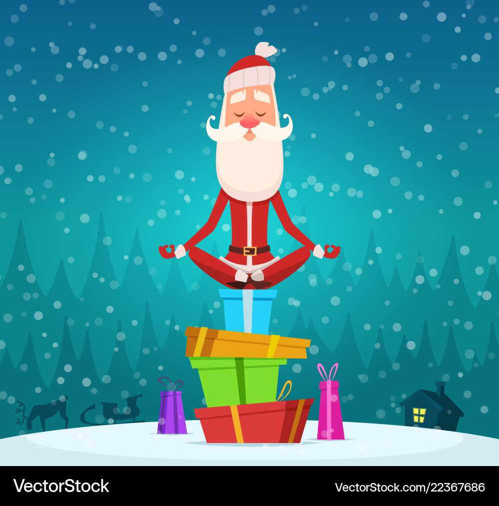 Santa Relaxing in Winter Yoga Vector Image