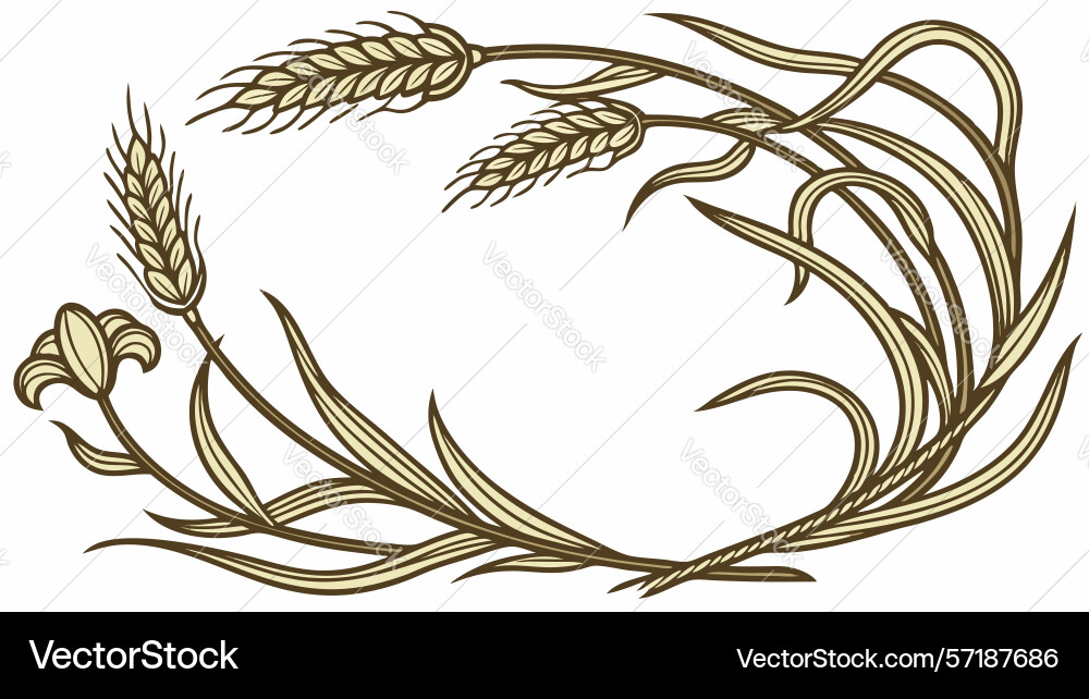 Wheat ears laurel wreath frame design generative vector image