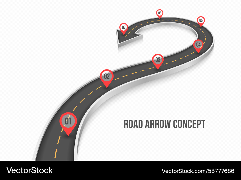 Winding 3d road infographic concept on a white Winding 3d road infographic concept on a white vector image