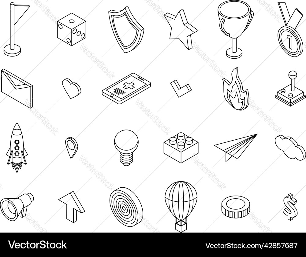 Gamification icons set outine Gamification icons set outine Vector Image