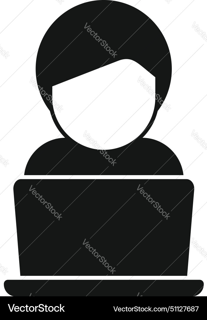 Guy laptop reading icon simple study Royalty Free Vector