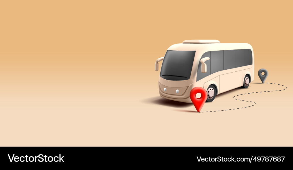 Modern 3D Bus Render with Route Vector Image