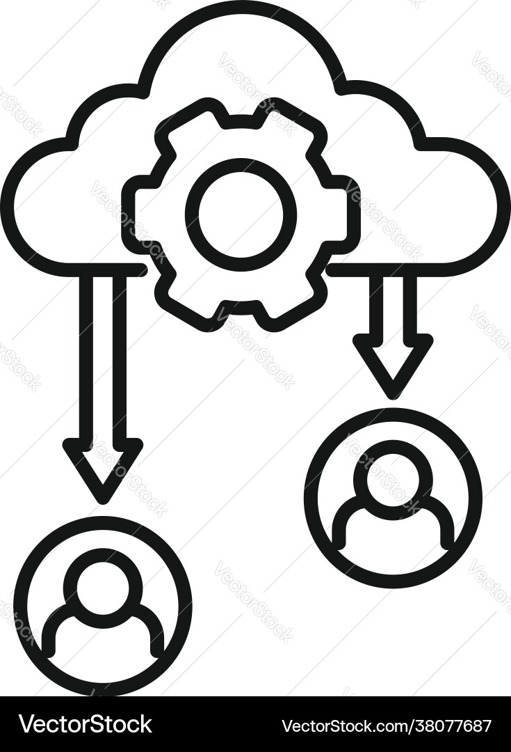 Outsource data cloud icon outline style Outsource data cloud icon outline style vector image