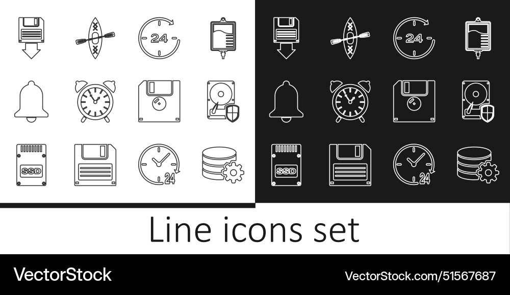 Set line setting database server hard disk drive Set line setting database server hard disk drive vector image