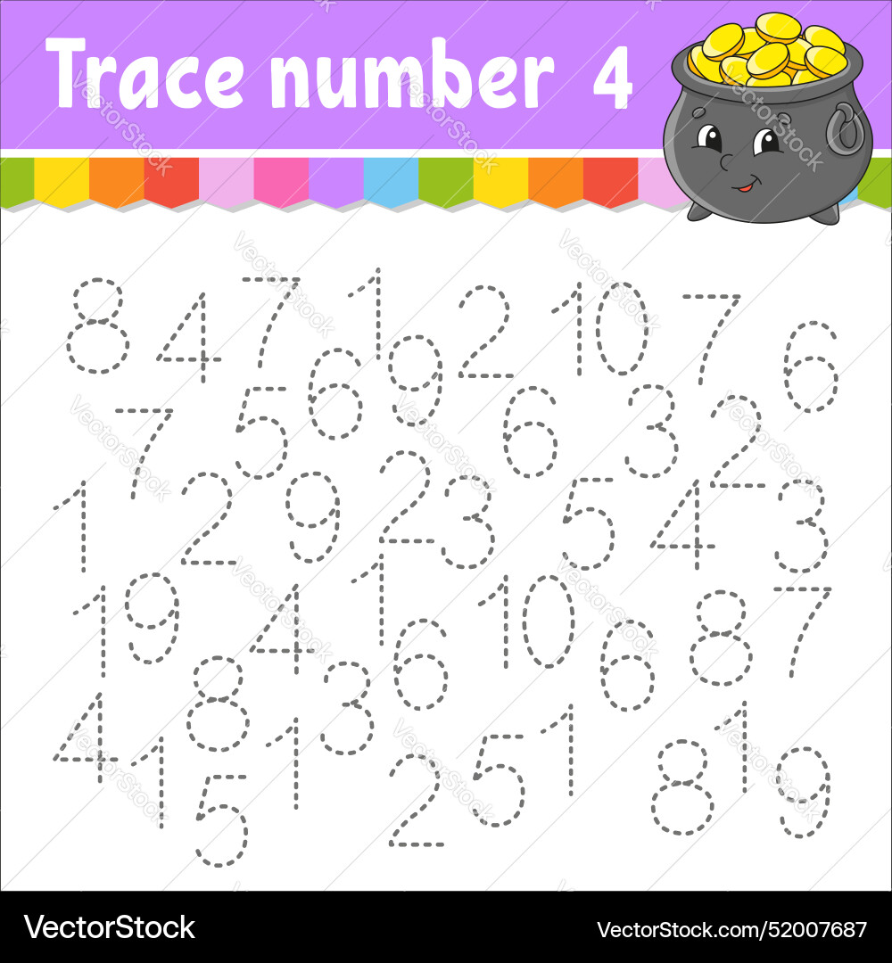 Trace number handwriting practice learning Trace number handwriting practice learning vector image