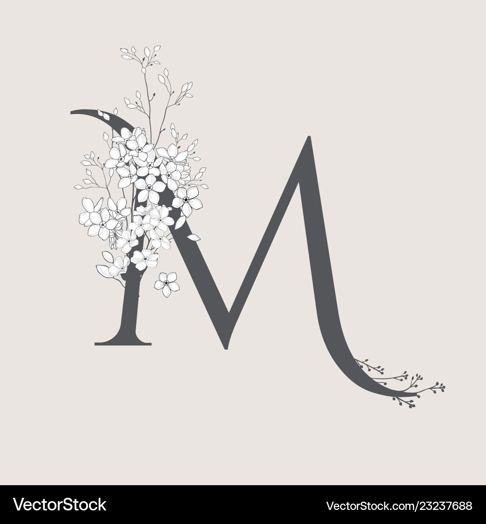 Blooming floral initial m monogram and logo Blooming floral initial m monogram and logo vector image