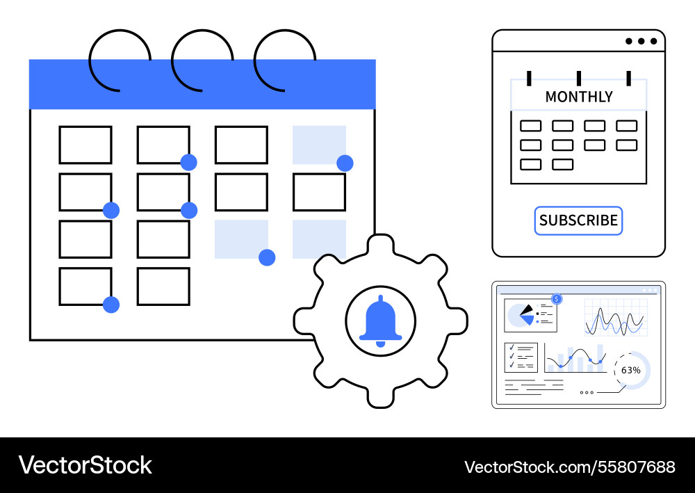 Calendar scheduling with tools for notification vector image