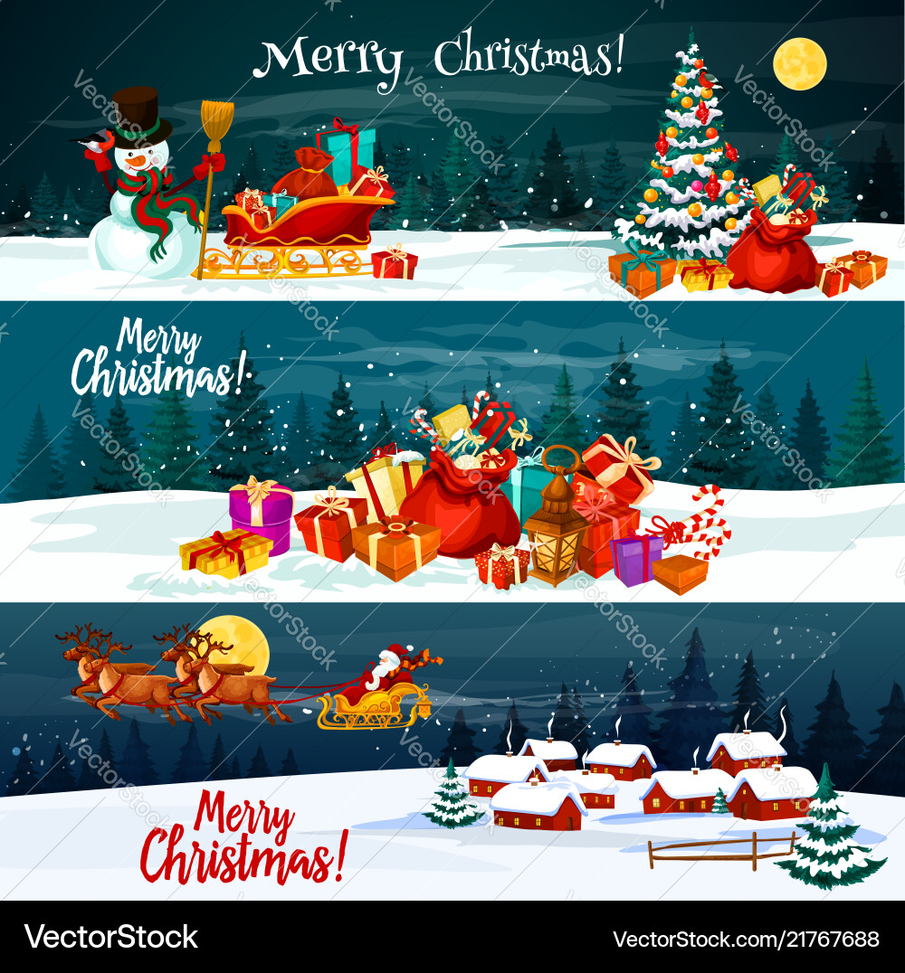 Christmas Holiday Gift Banners Vector Image