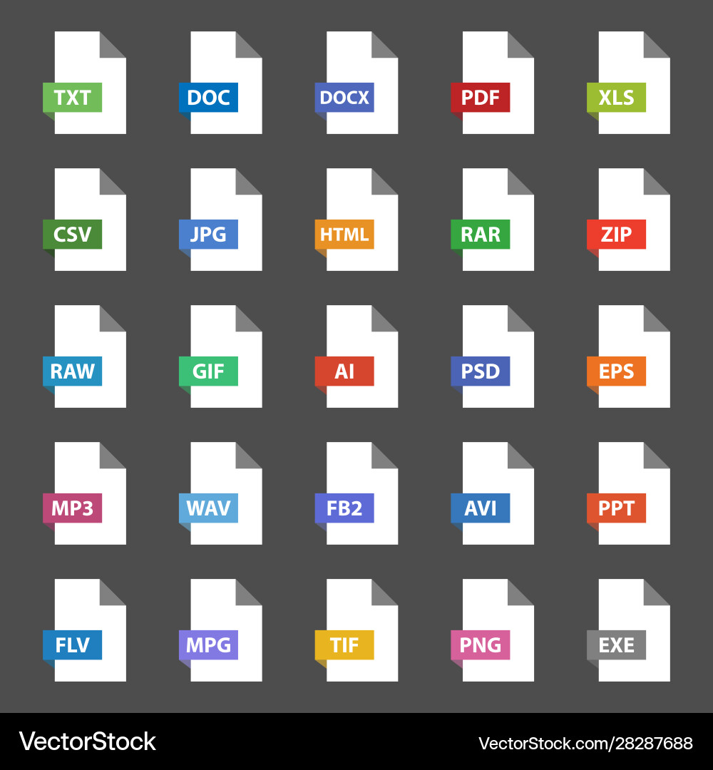 Document & File Format Icons vector image
