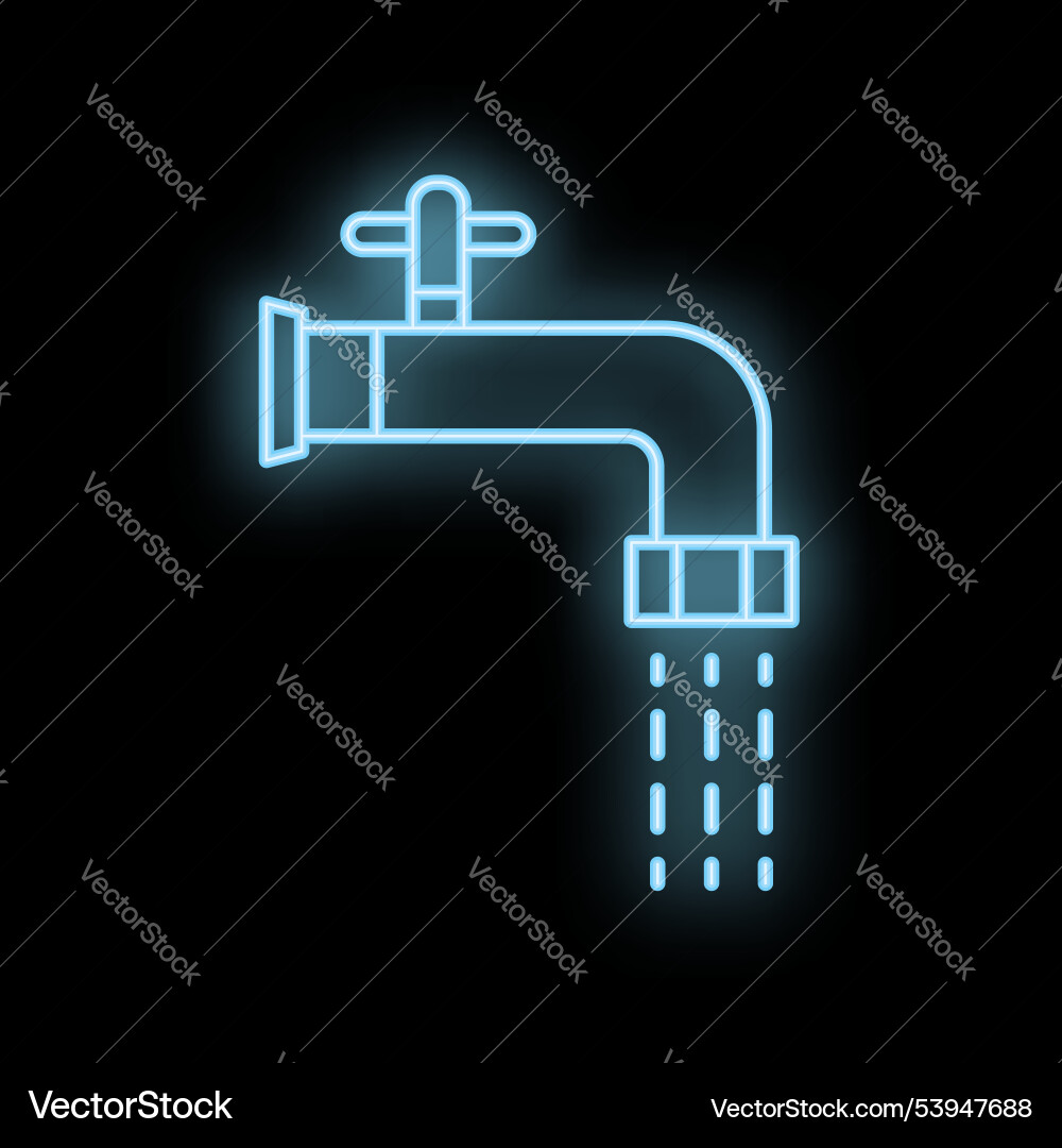 Glowing Neon Ikone des Wassers aus einem Wasserhahn Glowing Neon Ikone des Wassers aus einem Wasserhahn vektorbild