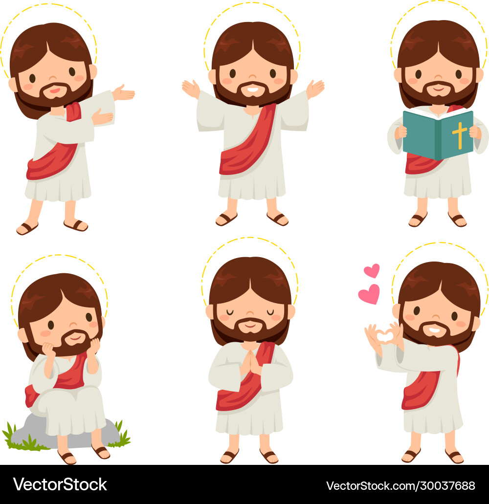 Jesus Cartoon Clip Art Set Vector Image