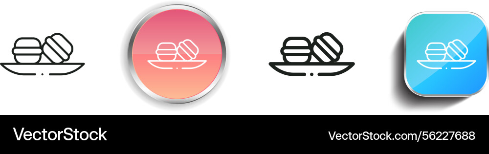 Macarons icon thin linear regular and button Macarons icon thin linear regular and button Vector Image