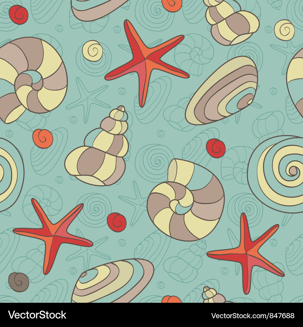 Seashell and Starfish Pattern vector image