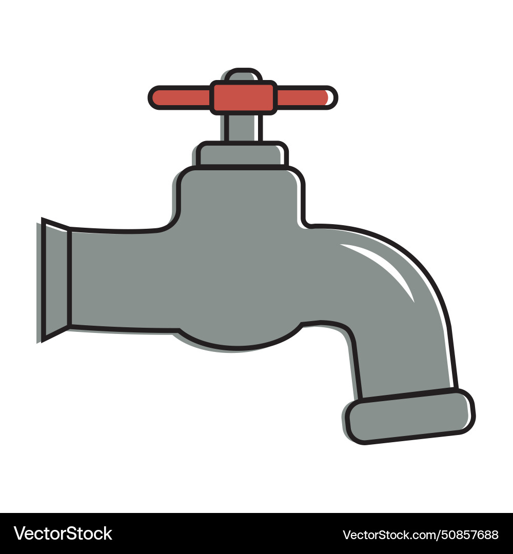 Water tap with falling drop isolated on white Water tap with falling drop isolated on white vector image
