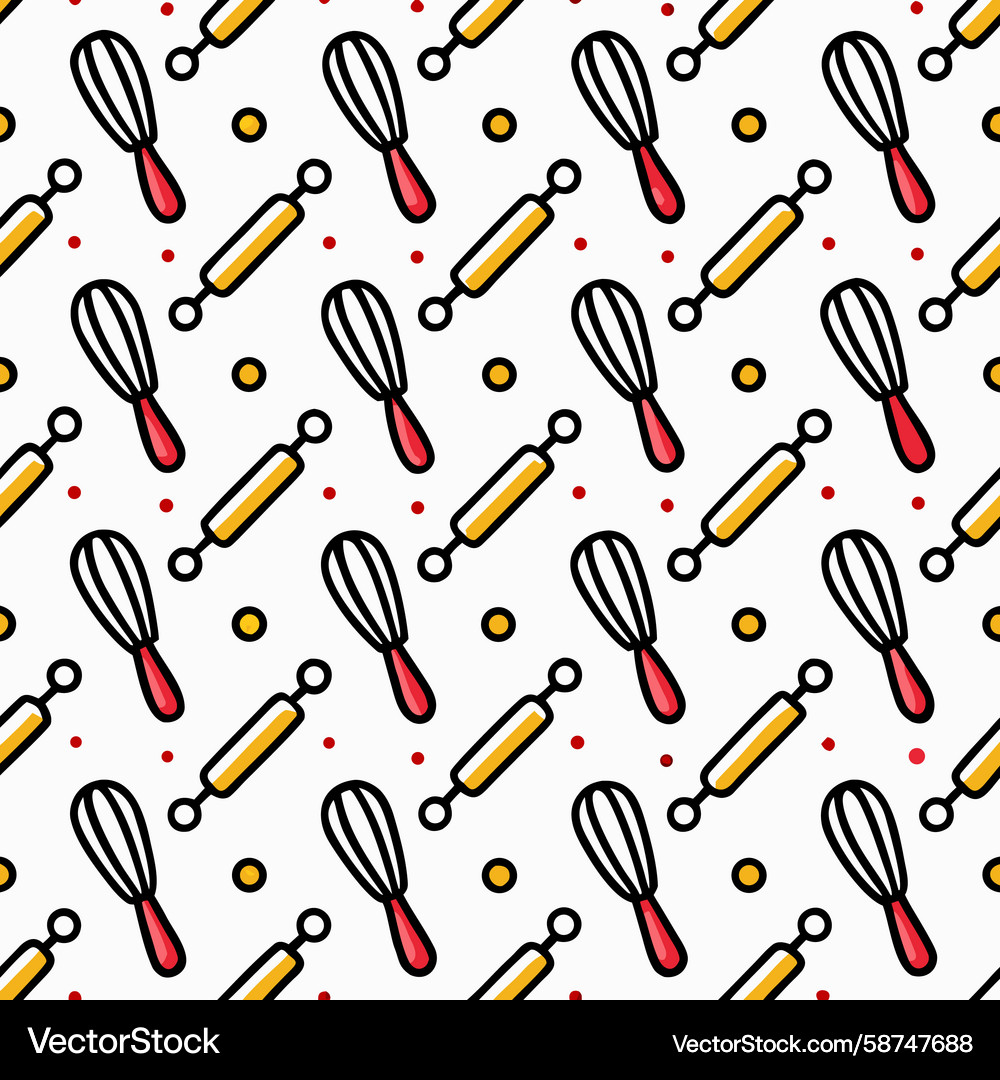 Whisk & Rolling Pin Pattern Vector Image